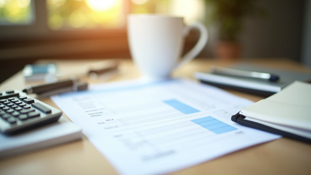 Finanzplanungs-Arbeitsbereich mit Budgetpapieren und Kaffee