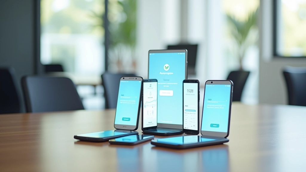 Mehrere Smartphones nebeneinander mit verschiedenen Finanz-App-Oberflächen
