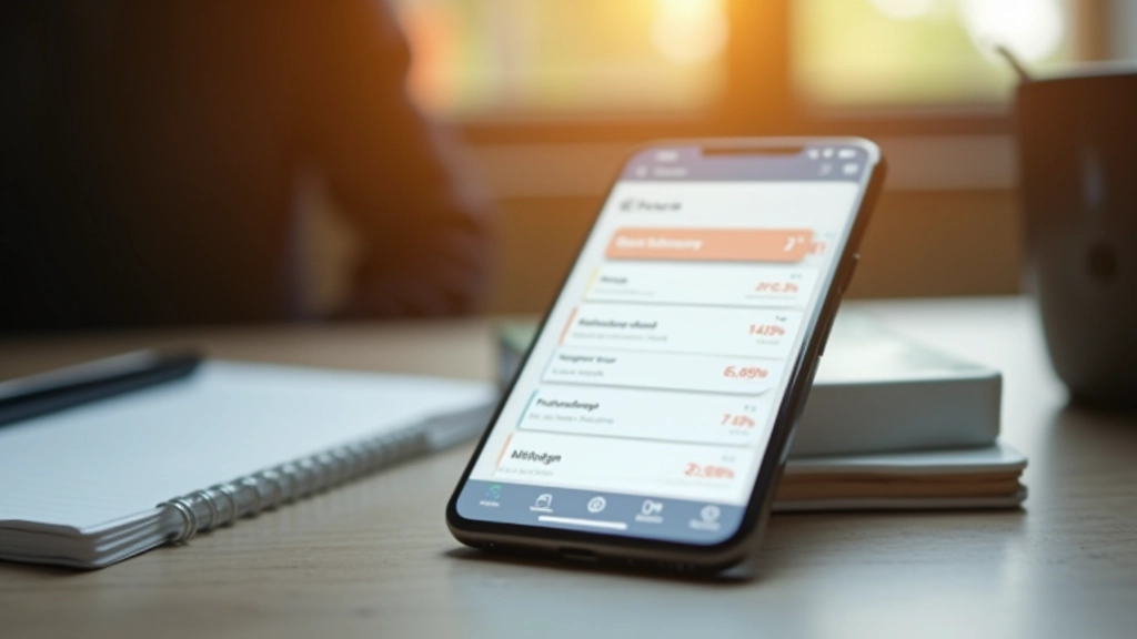 Mobile App Oberfläche mit Finanztracking-Funktionen auf Smartphone-Bildschirm